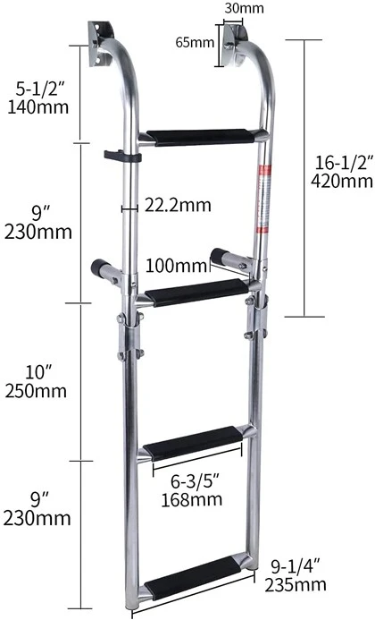 Scară de barcă cu scară de picătură telescopică lustruită în oglindă